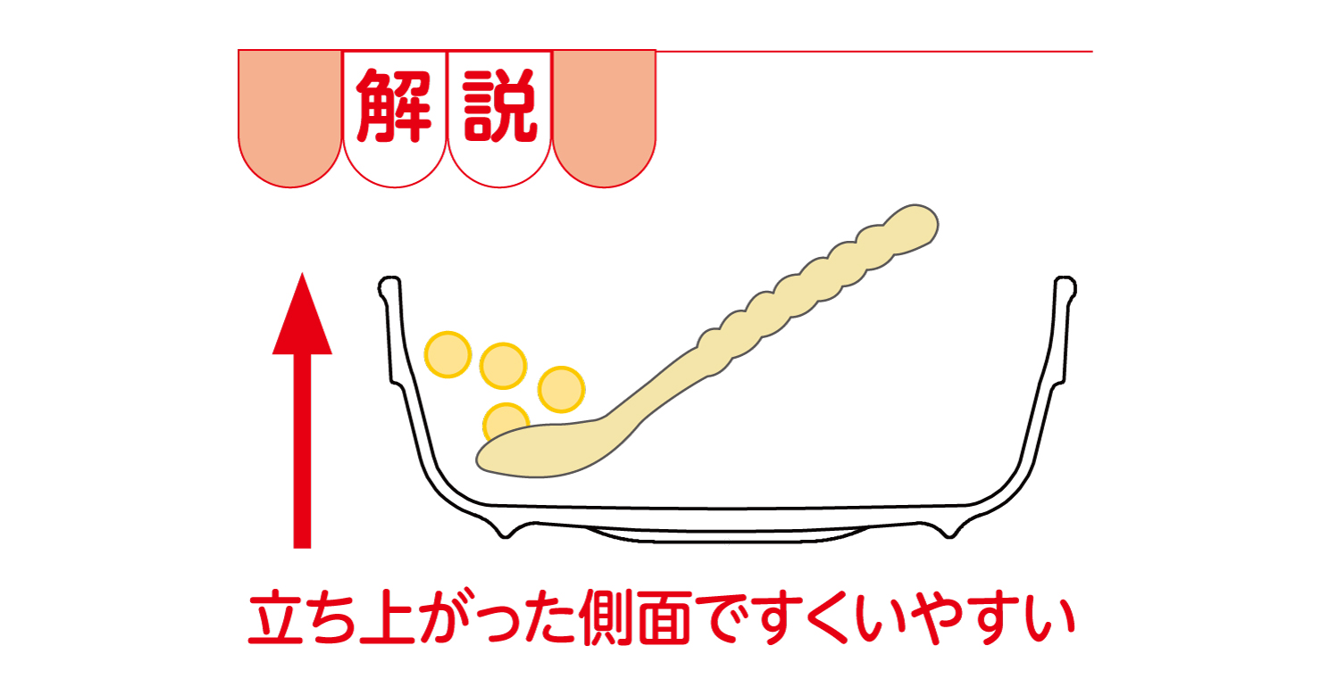 画像：新商品E-エポカル深皿のすくいやすい解説
